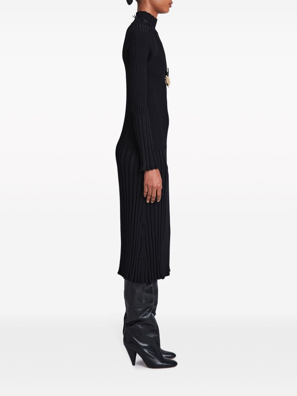 Shop Proenza Schouler Roll-neck Ribbed Midi Dress In 黑色