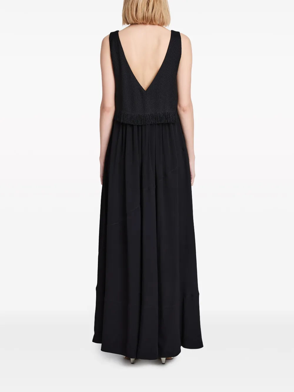 Proenza Schouler Lynda Fringed Layered Maxi Dress In Black