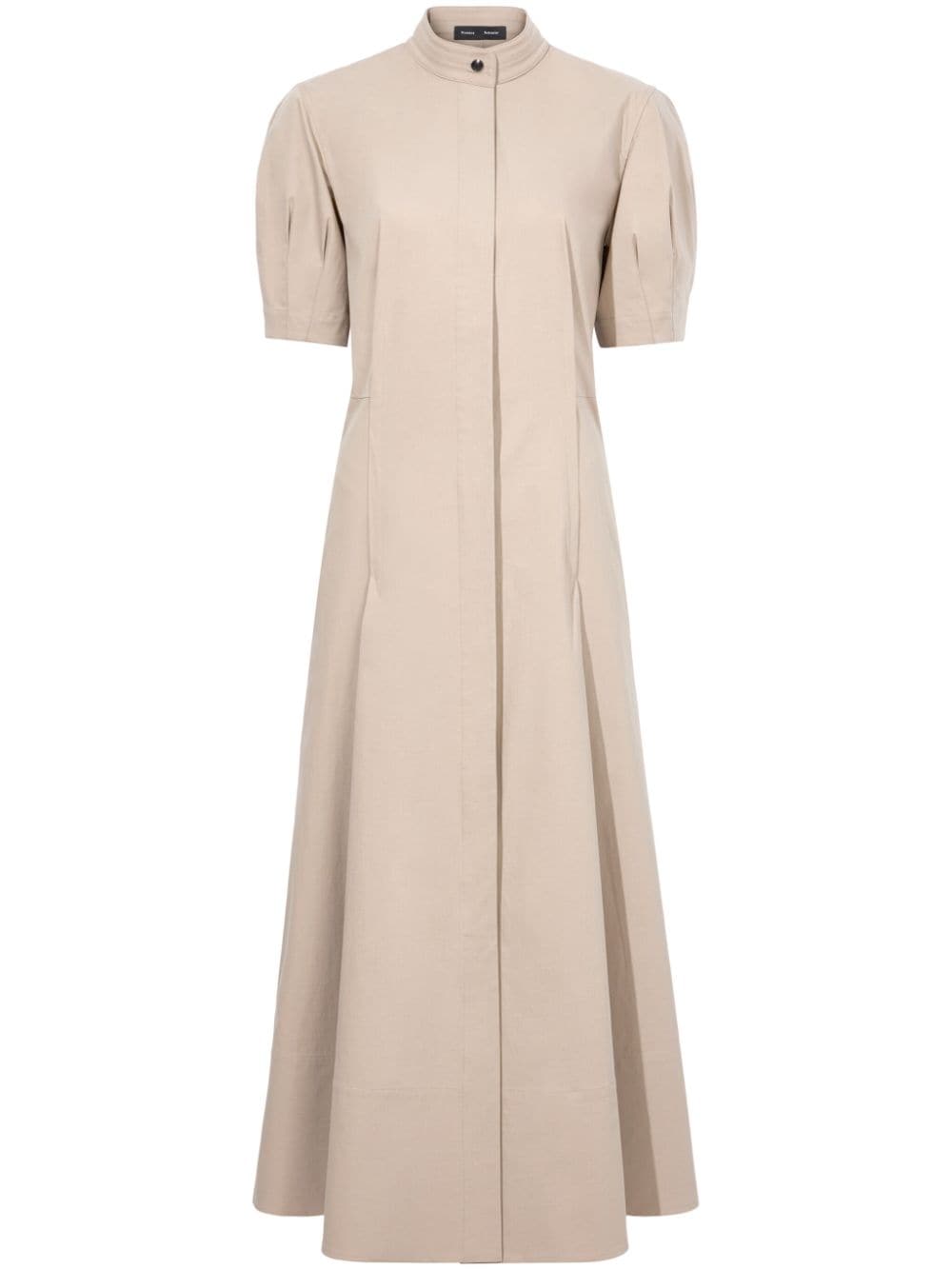 Shop Proenza Schouler Tracey Buttoned-slits Midi Dress In Neutrals