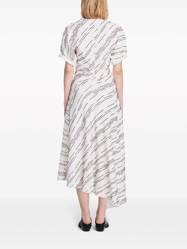 Proenza Schouler stripe pattern Asymmetric Maxi Dress Farfetch