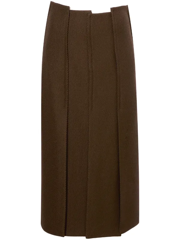 Proenza Schouler High-waist Twill Midi Skirt in Brown