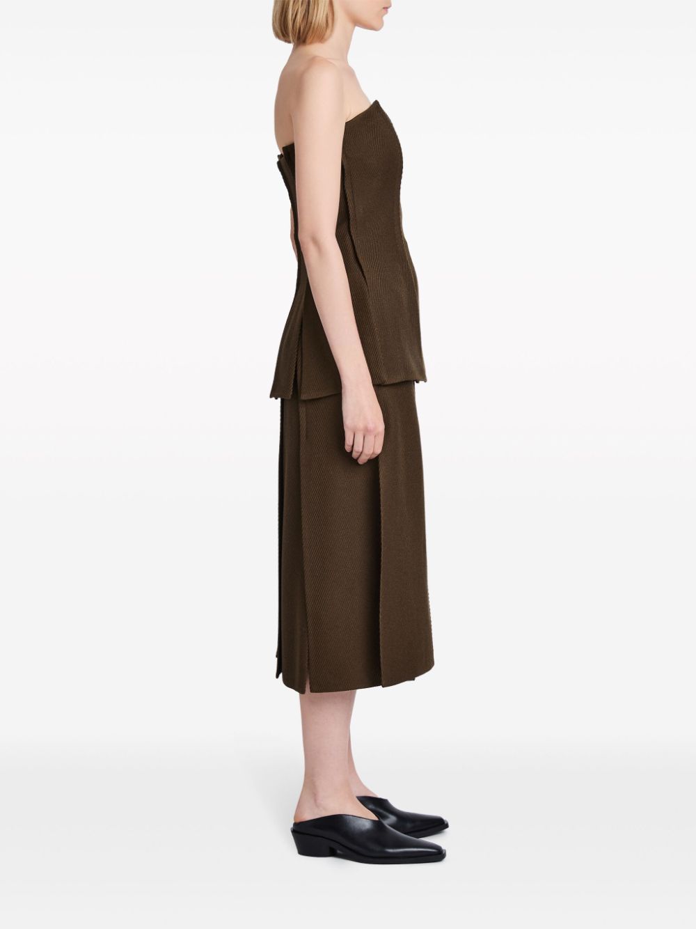 Shop Proenza Schouler High-waist Twill Midi Skirt In Brown