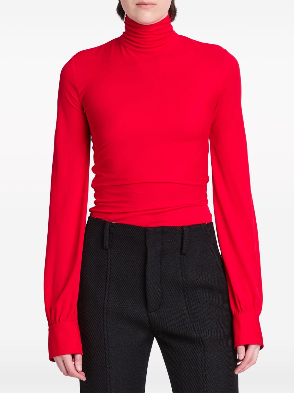 Proenza Schouler Sonia crêpe blouse met hoge hals Rood