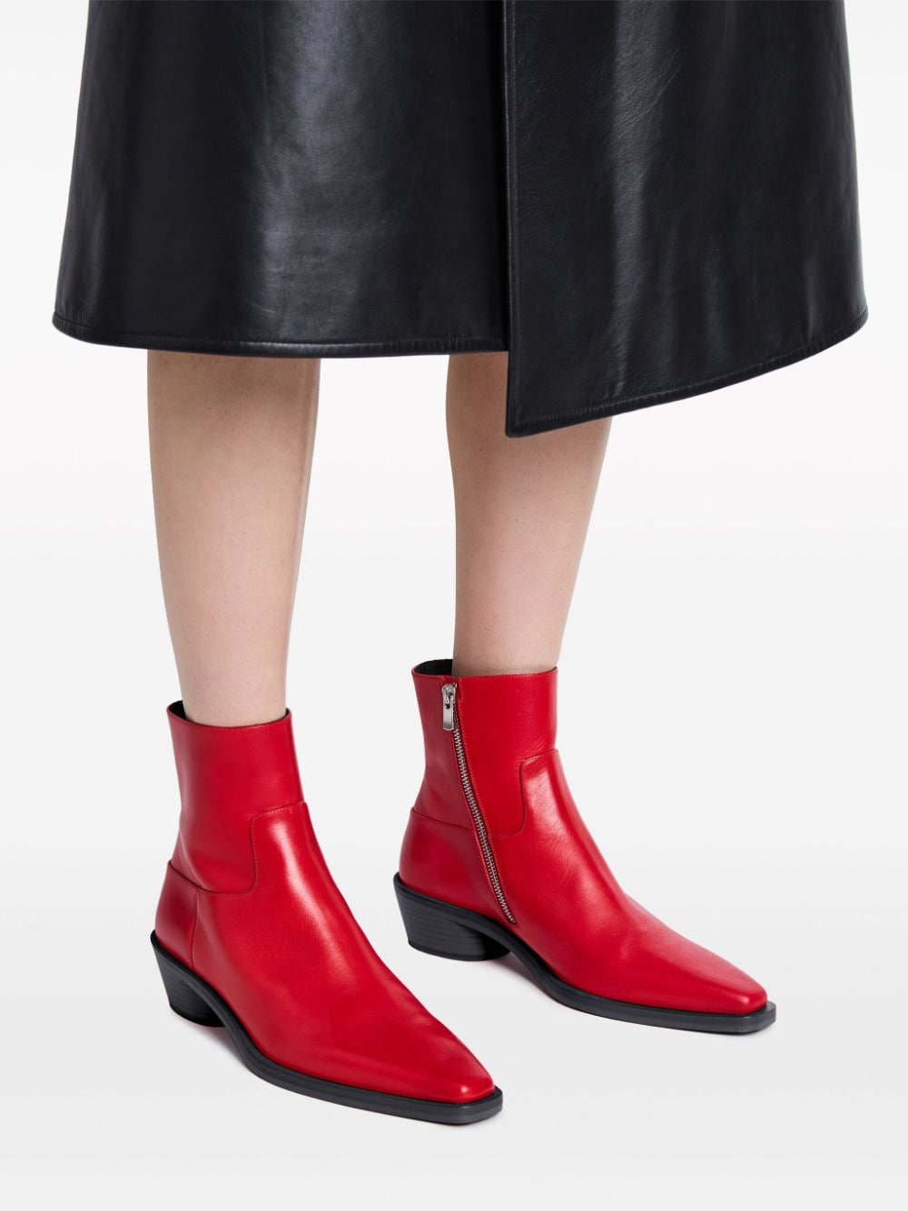 Shop Proenza Schouler Bronco 40mm Leather Ankle Boots In Red