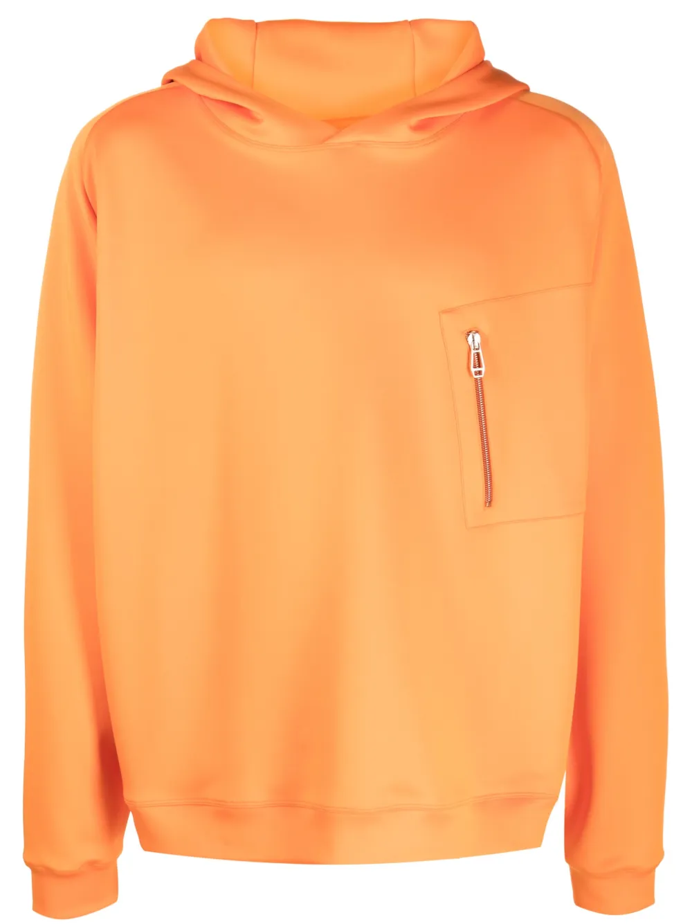 Kiton Zip-pocket Jersey Hoodie In Orange