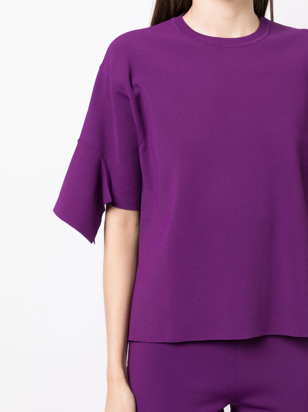 Shop Stella Mccartney Asymmetric Short-sleeved T-shirt In Purple