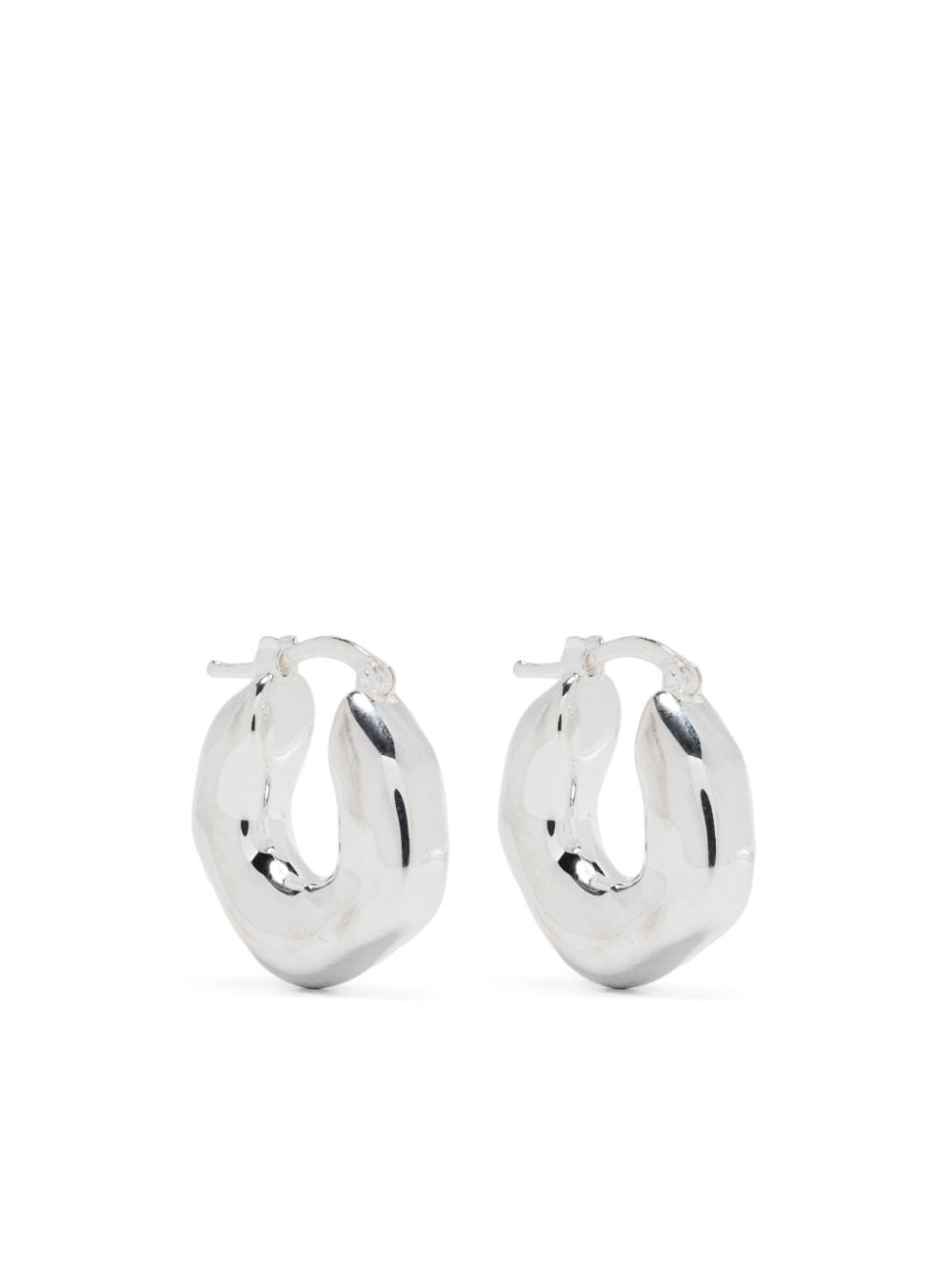 Shop Jil Sander Sculpted Chunky Hoop Earrings In Silver