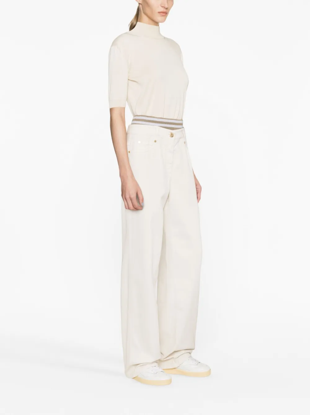 Brunello Cucinelli Wide-leg Jeans In Neutrals