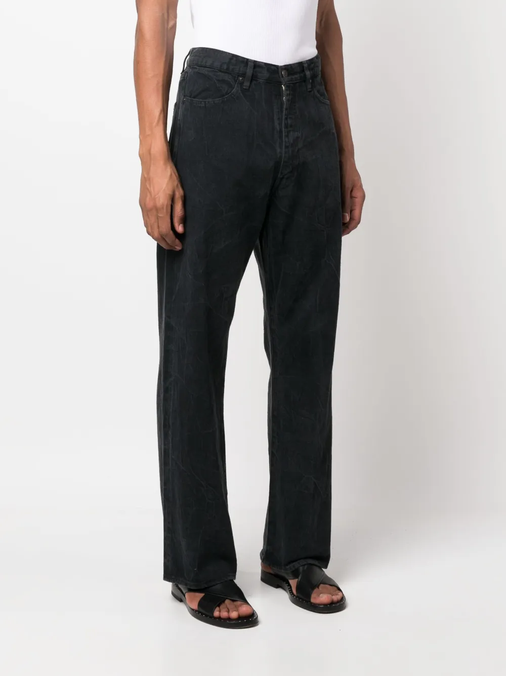 Auralee crinkled-finish flared-leg Jeans - Farfetch