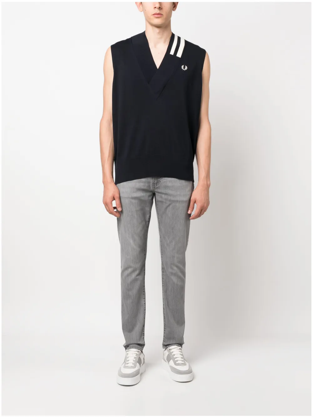 Fred Perry crest-motif sweater vest - Blauw