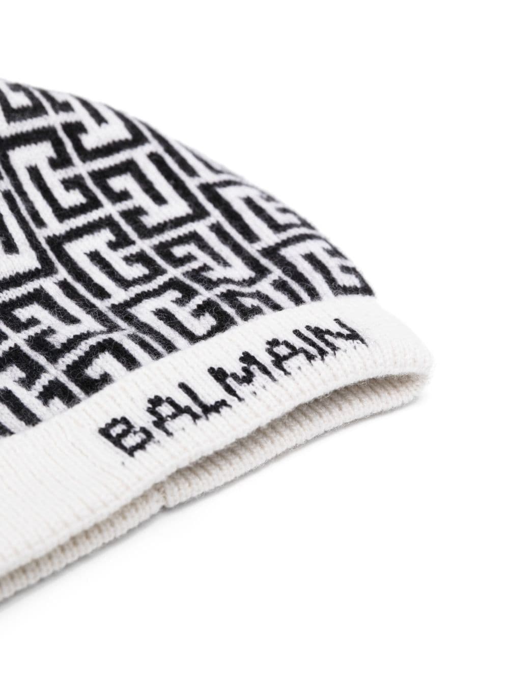 Balmain Kids monogram knitted beanie - Beige