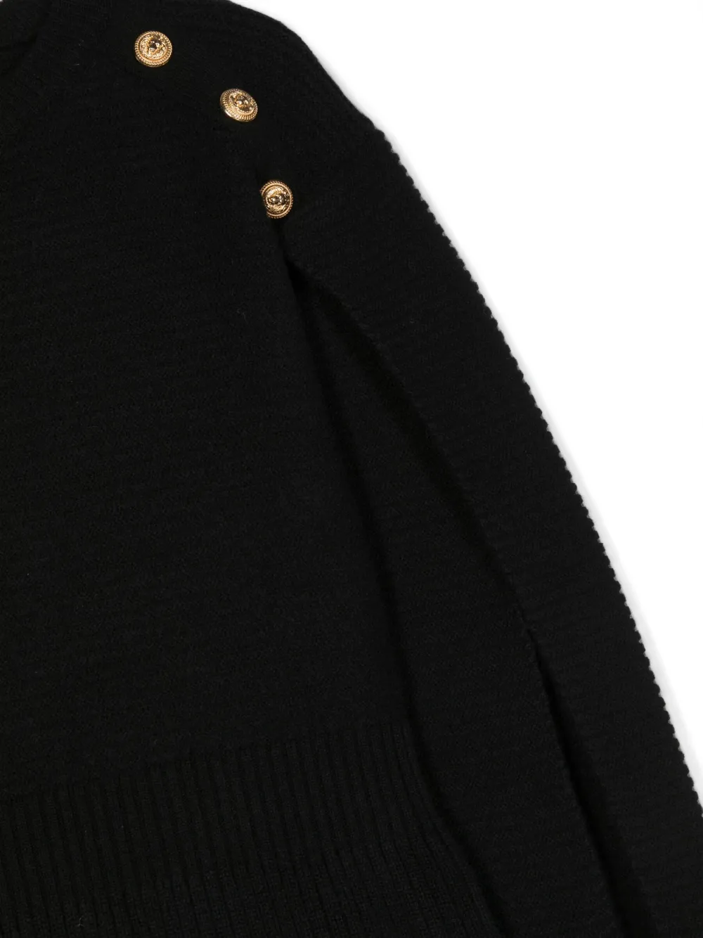  Balmain Kids Rib-knit Buttoned Dress - Black 