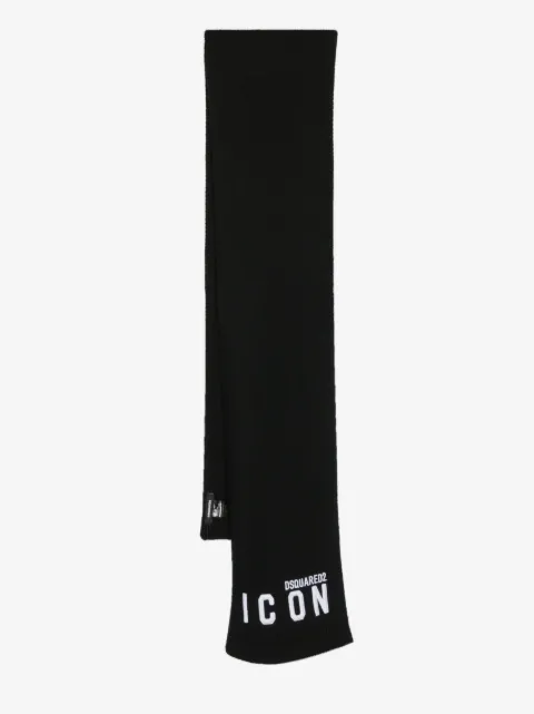 DSQUARED2 logo-appliqué knitted scarf