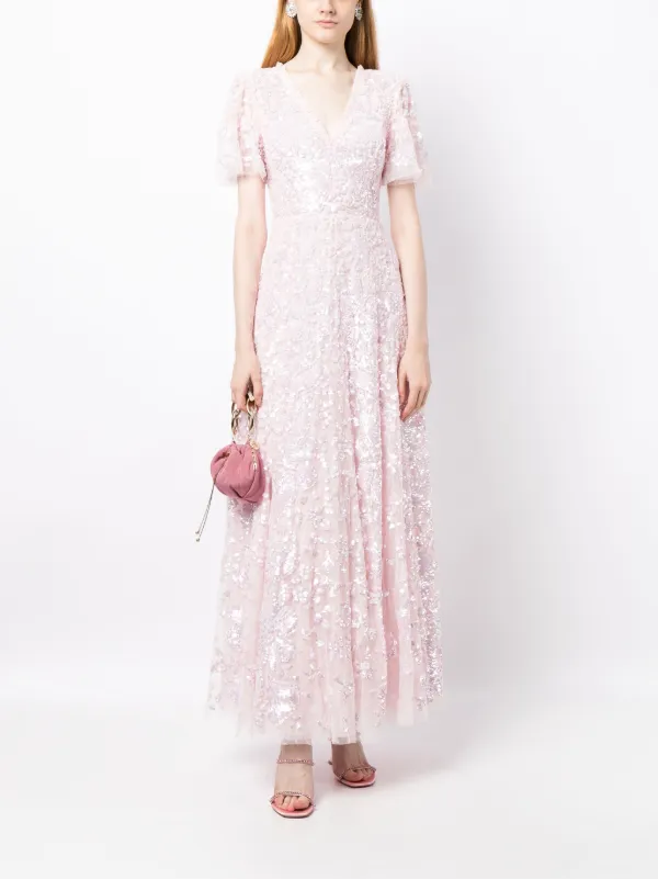 Needle & Thread スパンコールトリム イブニングドレス | ピンク
