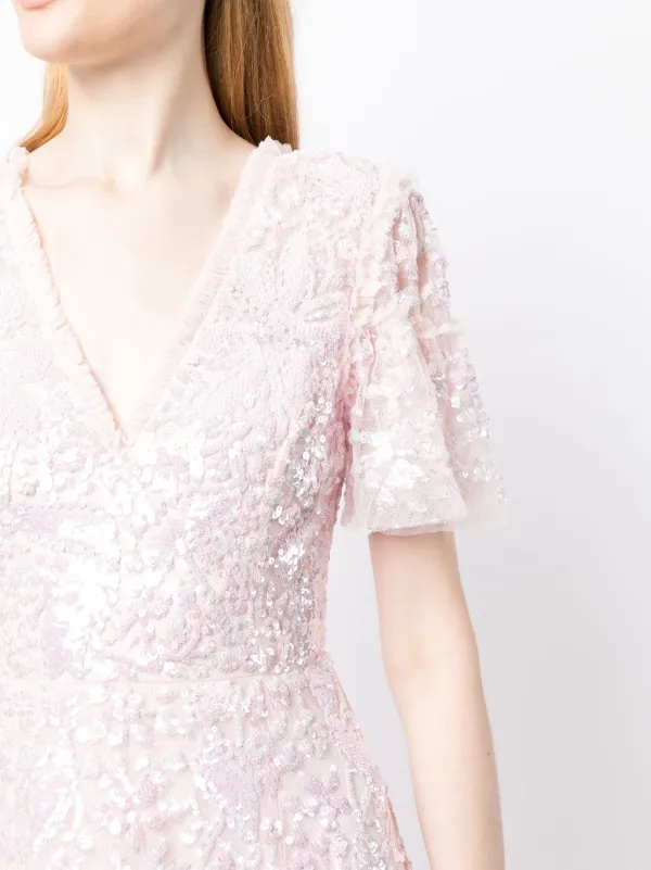 Needle & Thread スパンコールトリム イブニングドレス | ピンク