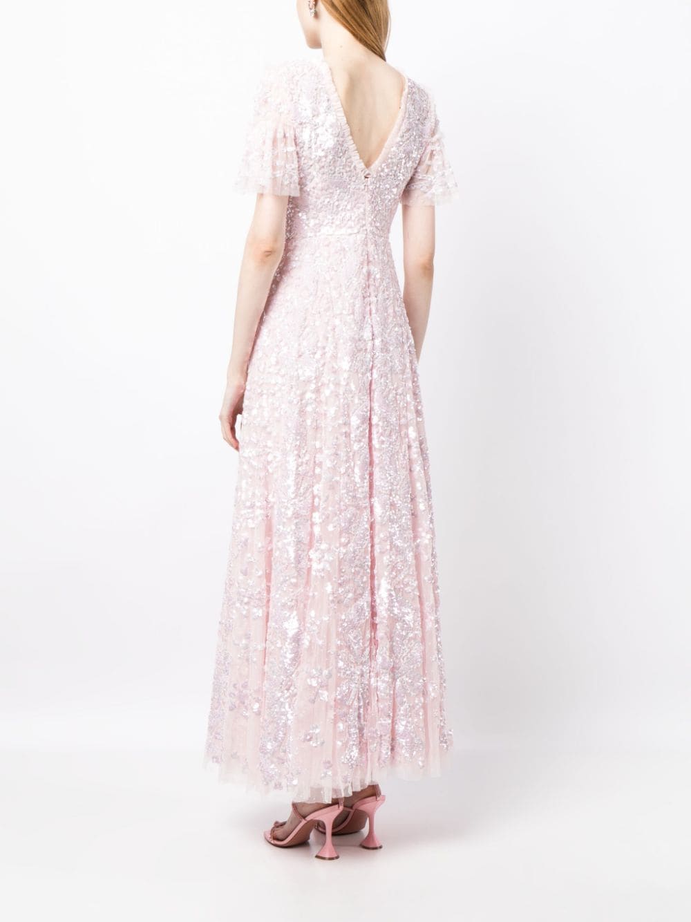 Shop Needle & Thread Sequin-embellished Gown In Pink