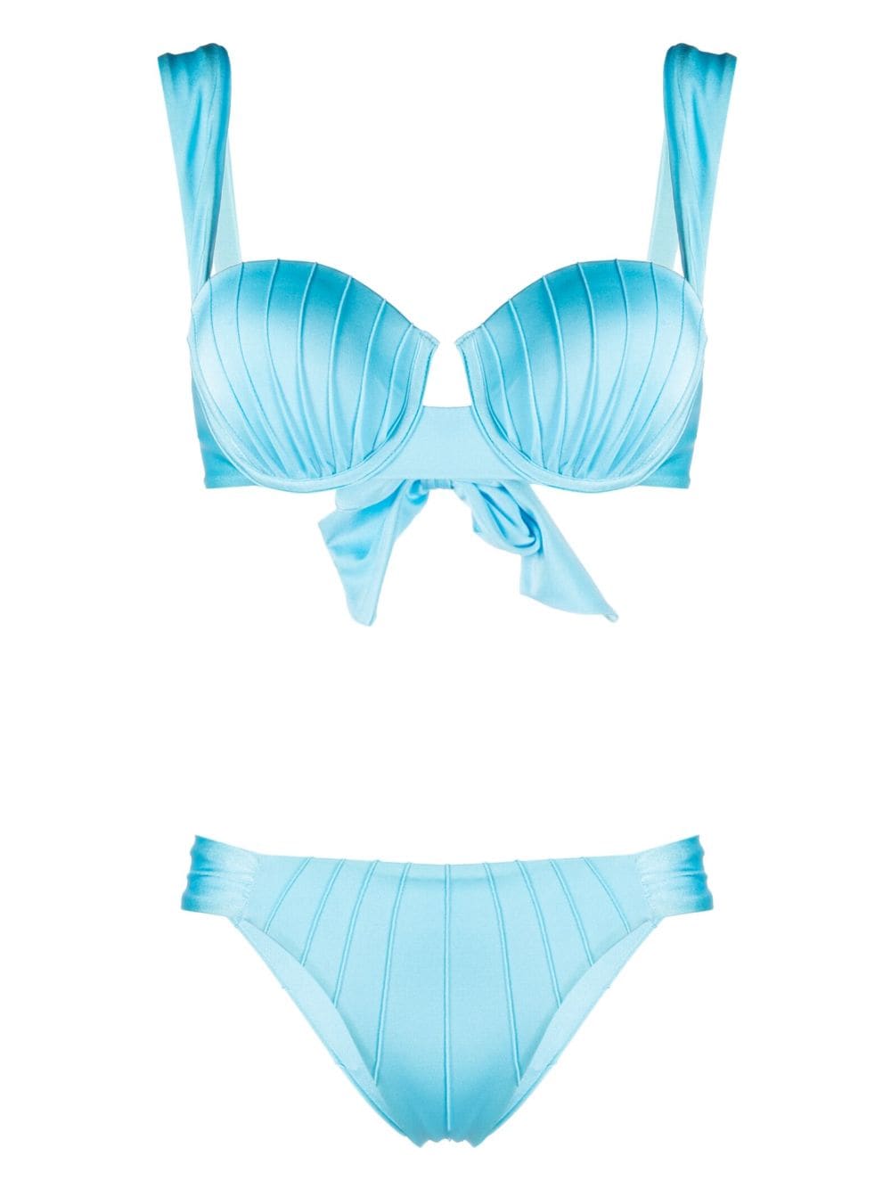 Noire Swimwear underwire-cup tie-fastening bikini set - Blue
