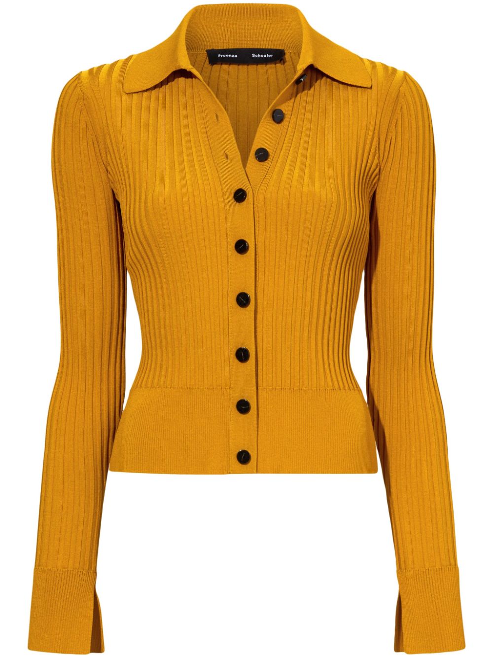 Proenza Schouler Midweight Ribbed-knit Cardigan In Gold