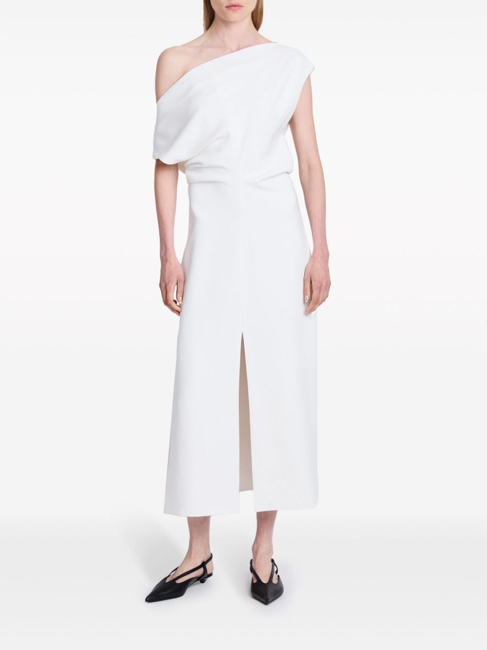 Shop Proenza Schouler Rosa Cowl-neck Crepe Maxi Dress In White