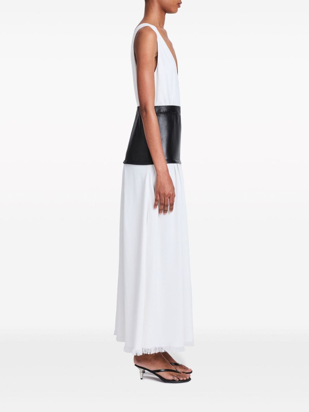 Shop Proenza Schouler Viviane Leather-panel Dress In White