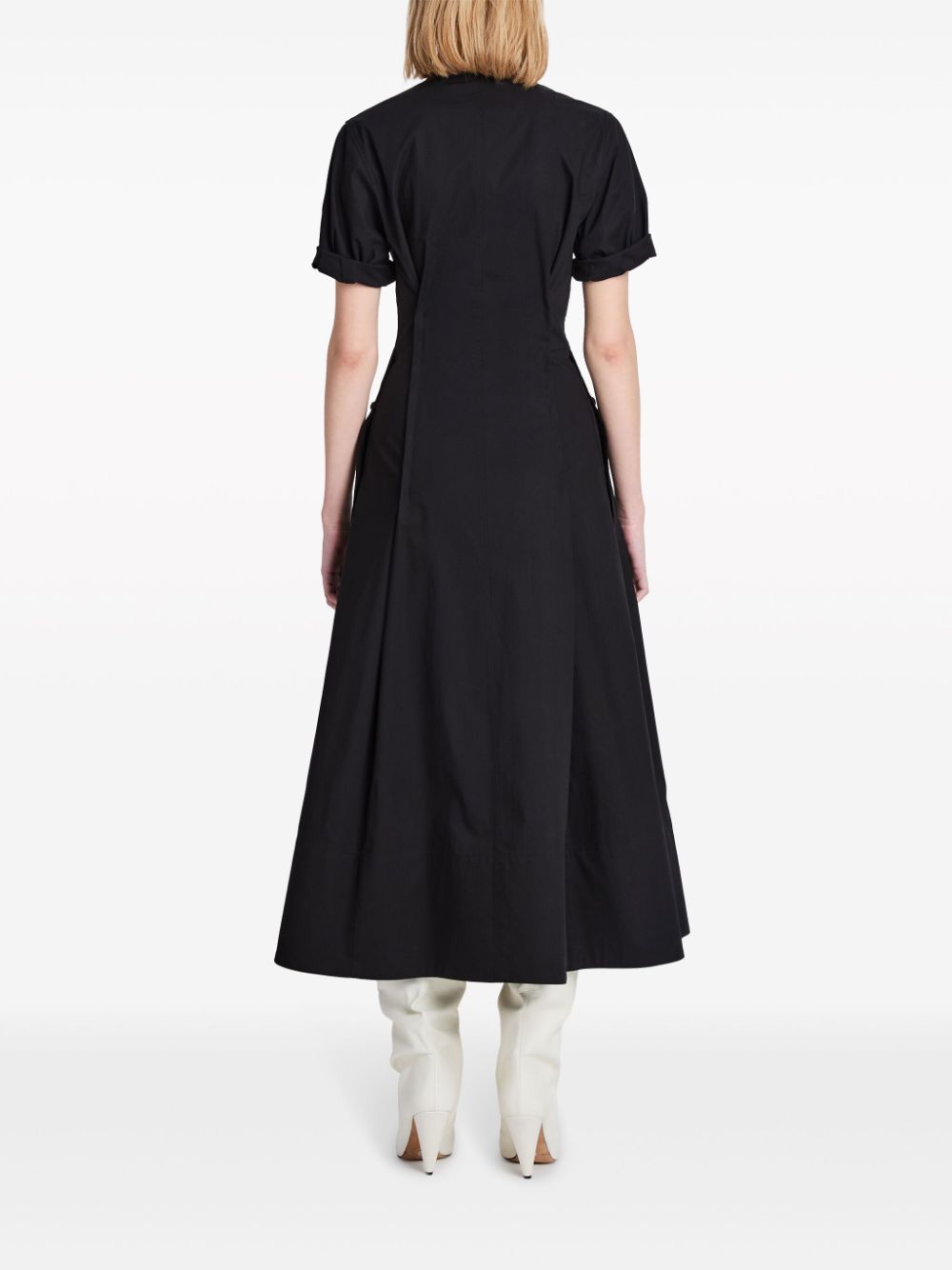 Shop Proenza Schouler Tracey Poplin Midi Dress In Black