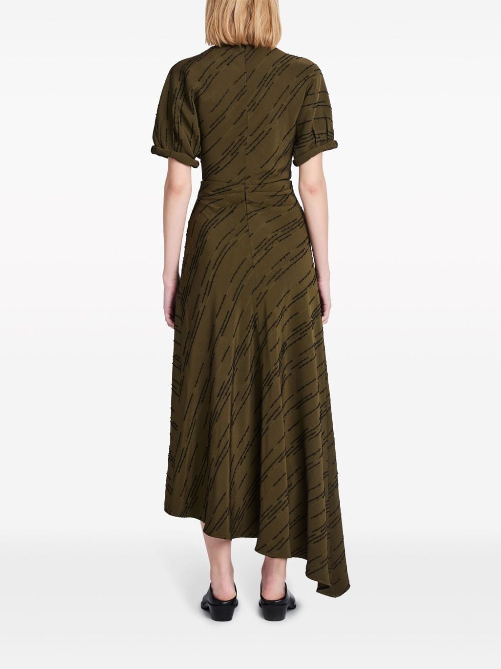 Shop Proenza Schouler Vivienne Striped Asymmetric Dress In Green