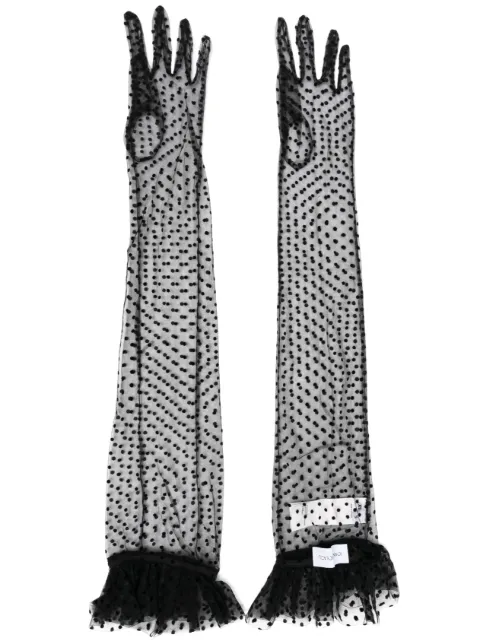 Ioana Ciolacu polka dot-print sheered gloves