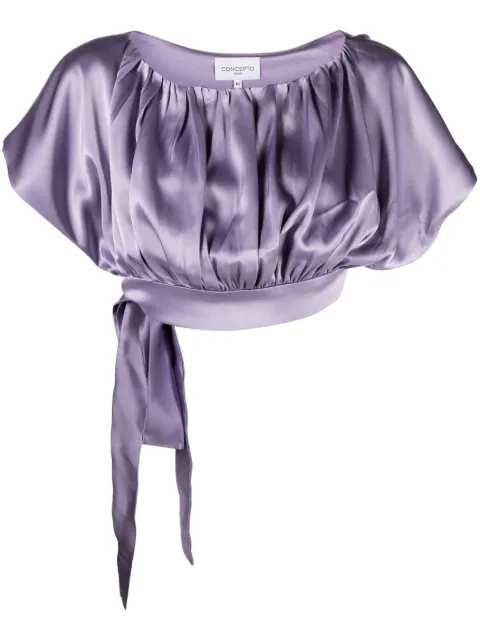 CONCEPTO - cropped satin-finish blouse