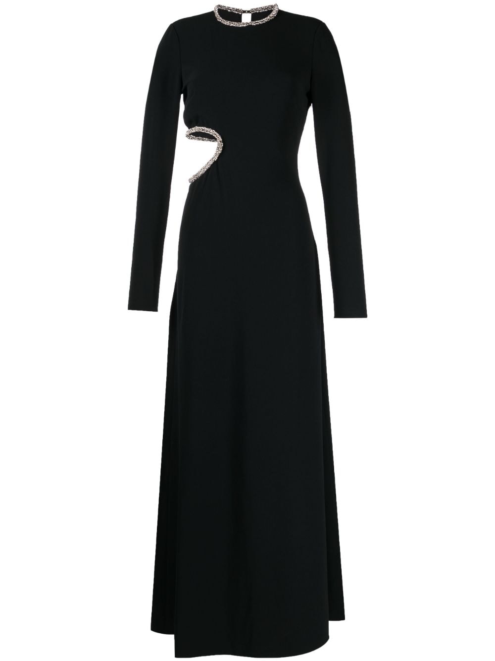 Shop Stella Mccartney Rhinestone-detailed Cut-out Gown In Black