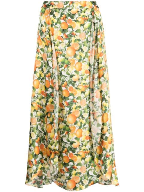 Stella McCartney fruit-print midi silk skirt