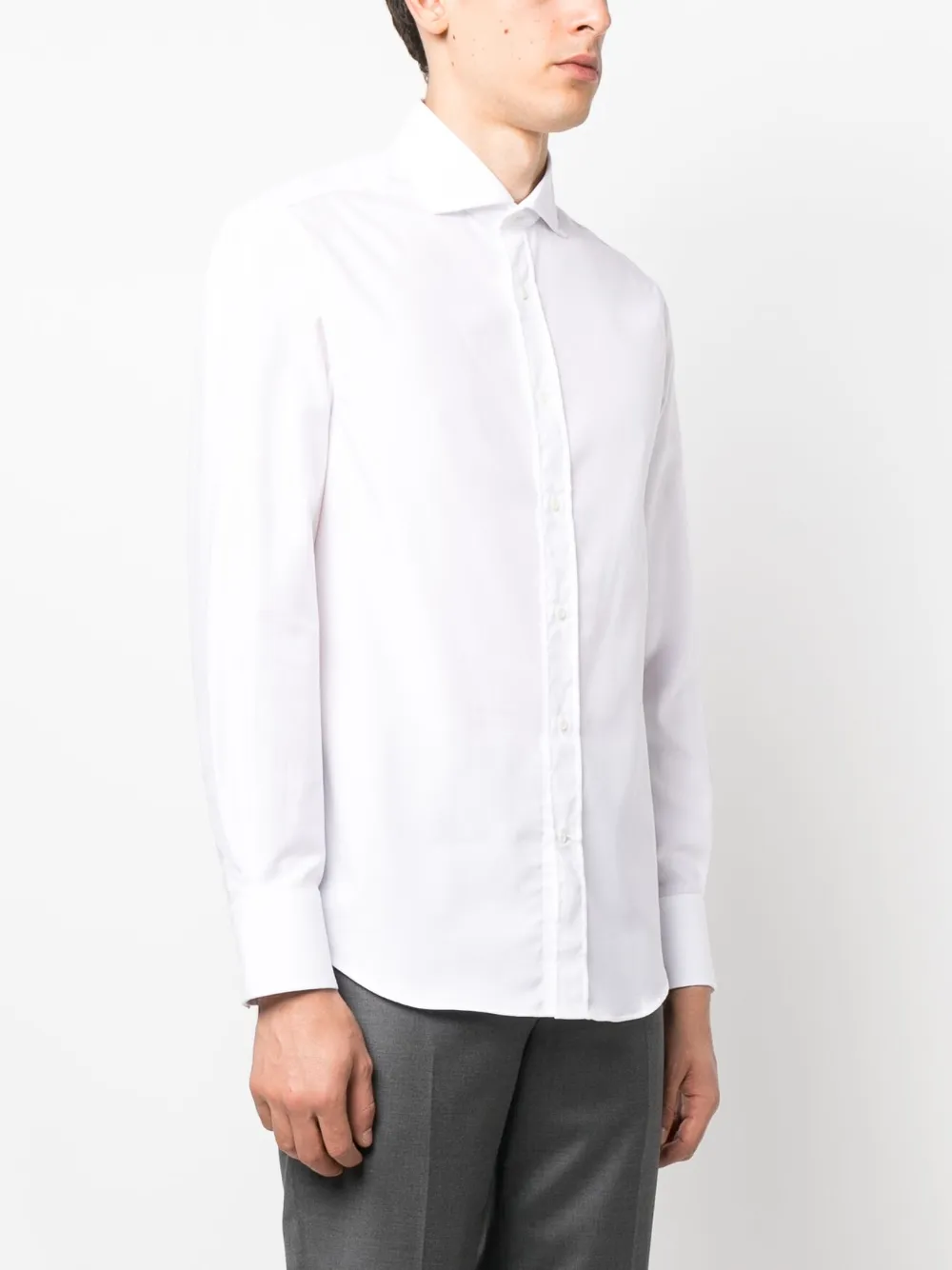 Brunello Cucinelli Men's Basic Fit Solid Sport Shirt With Button-down Collar In White