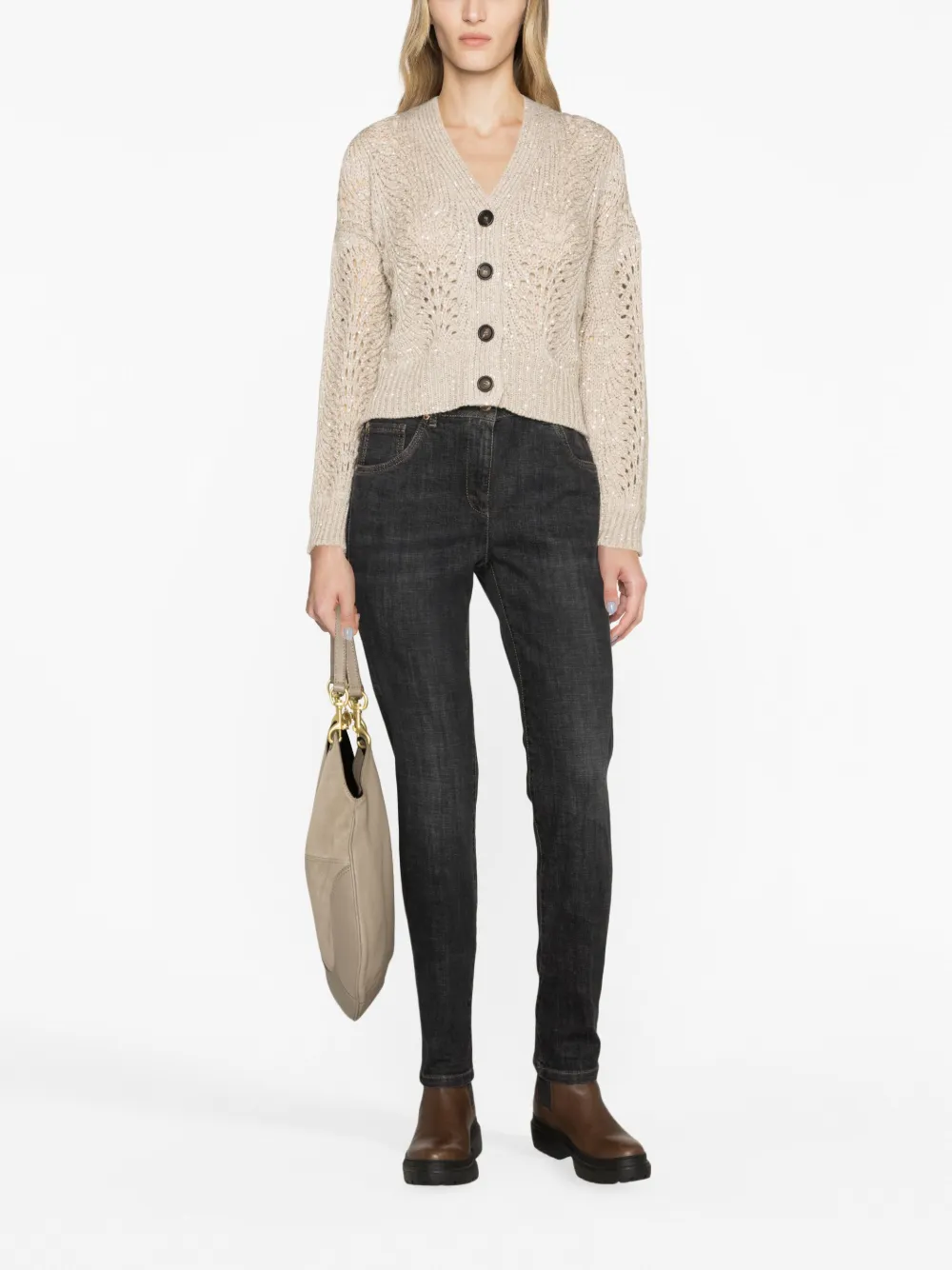 Brunello Cucinelli Vest met pailletten - Beige