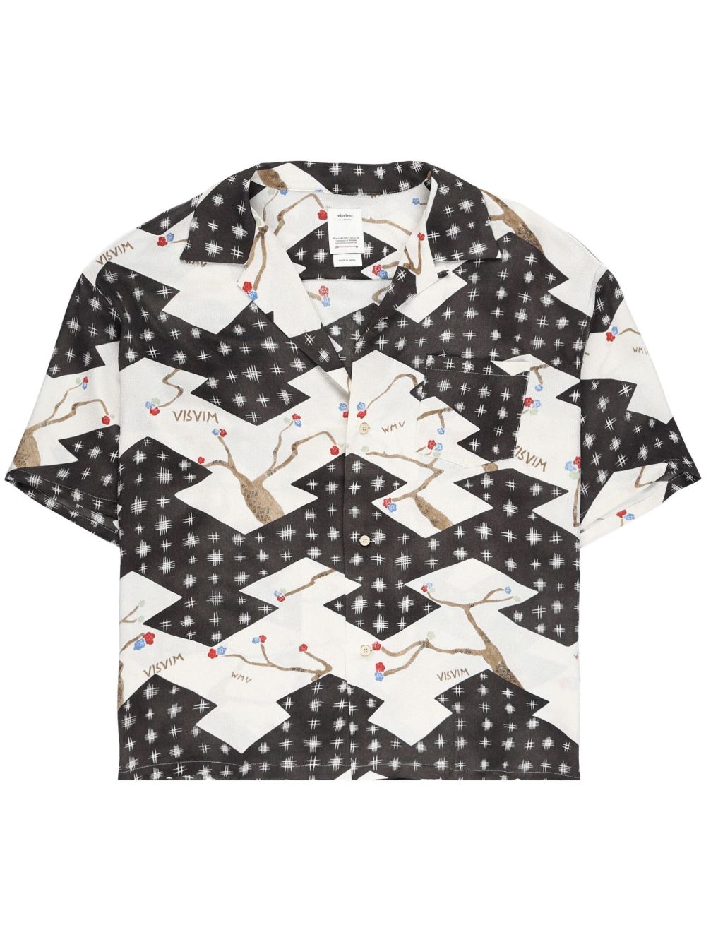 Shop Visvim Graphic-print Silk Shirt In Black