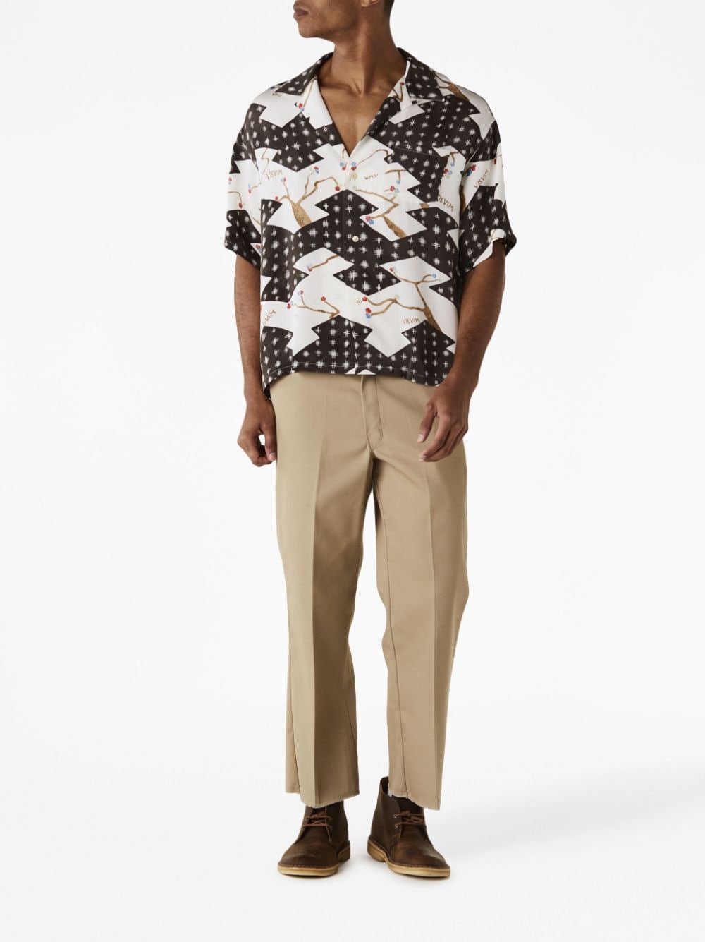 Shop Visvim Graphic-print Silk Shirt In Black