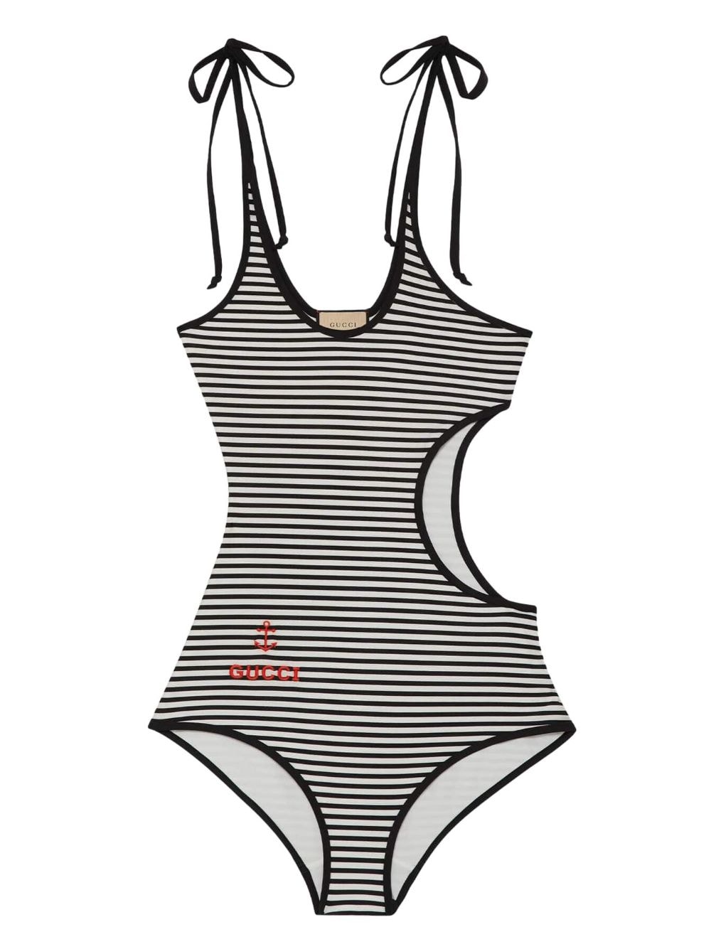 Gucci Striped Cut-out Swimsuit In Schwarz