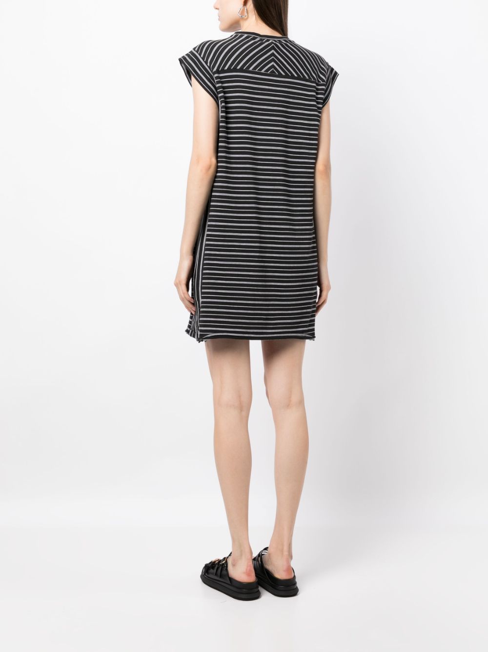 Shop Rag & Bone Stripe-print Organic-cotton Dress In Black