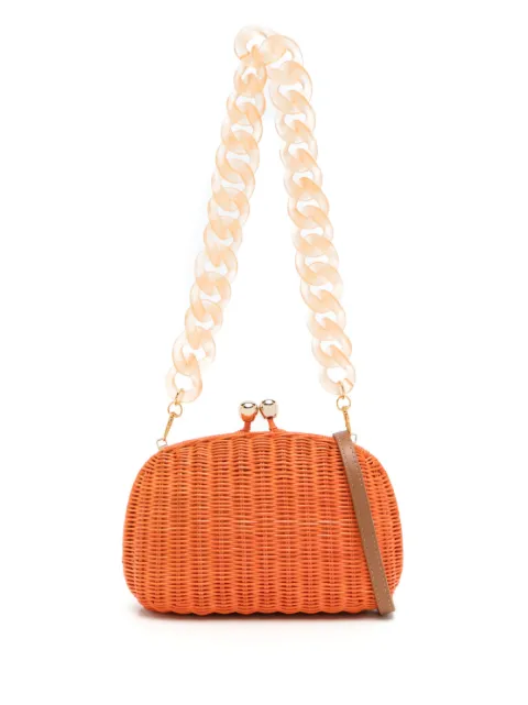 SERPUI Mia woven-wicker clutch bag