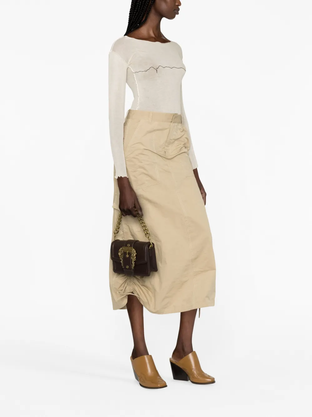 Versace Jeans Couture BAroque schoudertas met gesp - Bruin