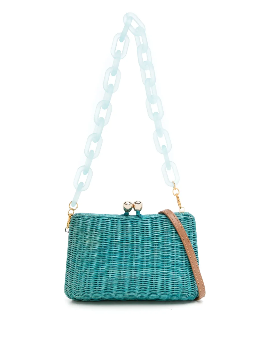 Charlotte woven-wicker clutch bag