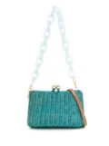 SERPUI Charlotte woven-wicker clutch bag - Green