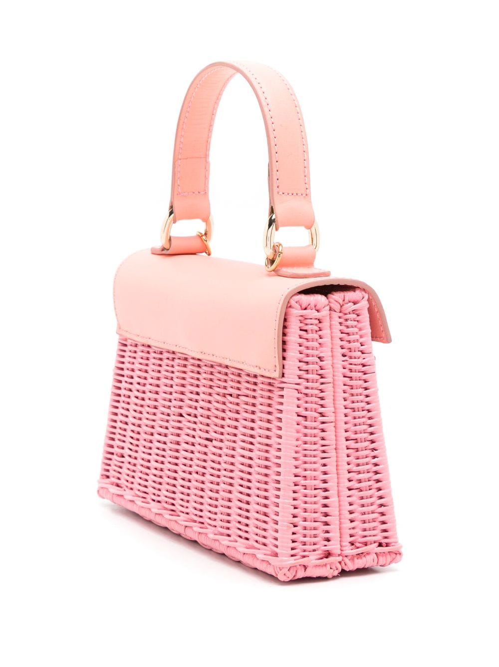 Shop Serpui Justine Woven-wicker Mini Bag In Pink