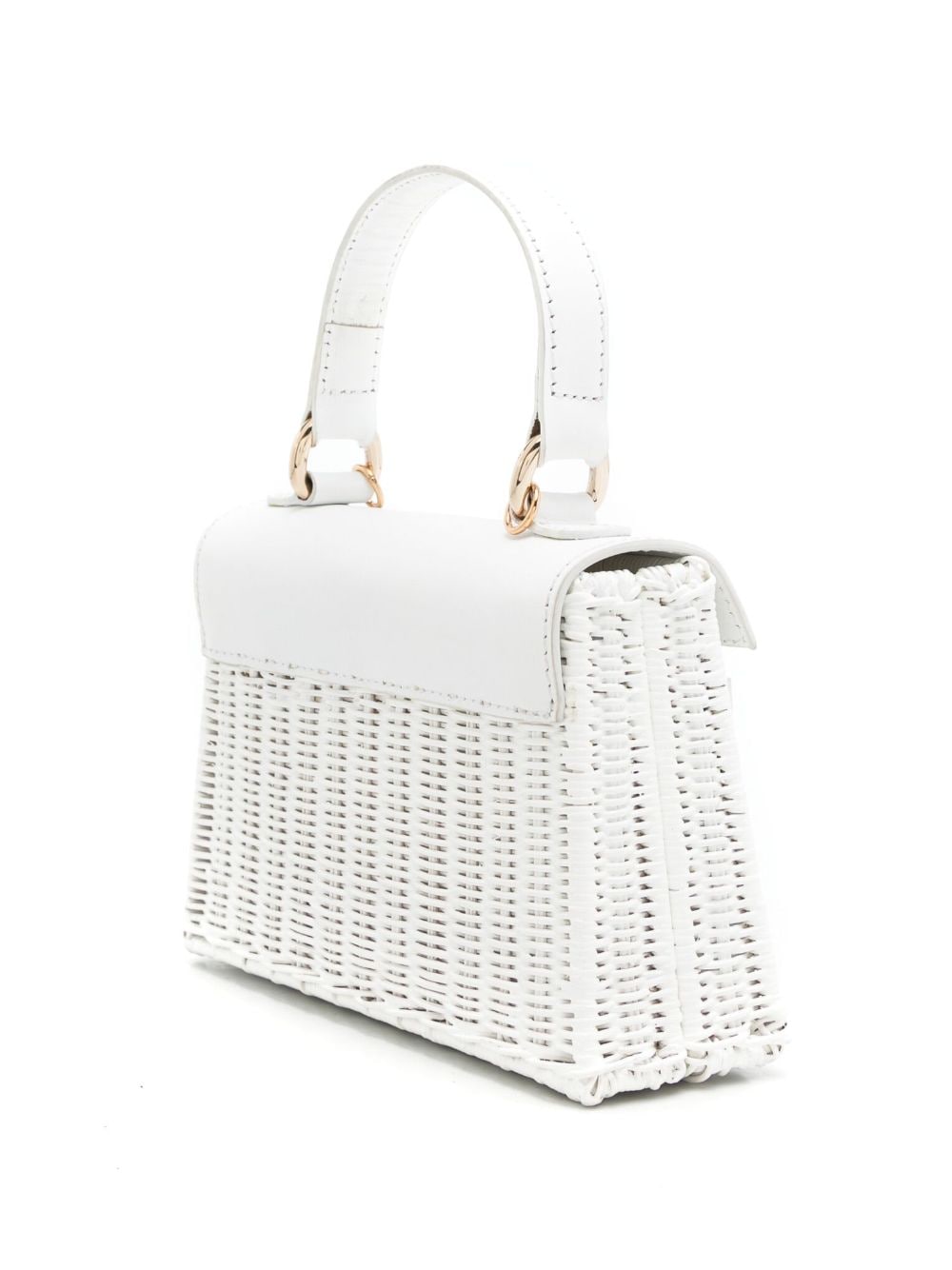 Shop Serpui Justine Woven-wicker Mini Bag In White