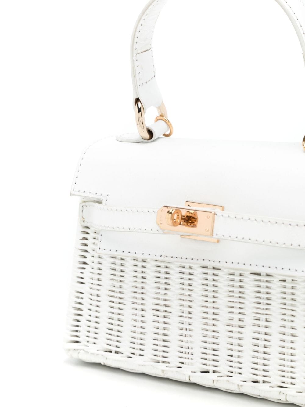 Shop Serpui Justine Woven-wicker Mini Bag In White