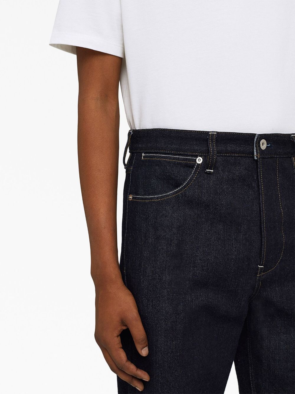 Shop Jil Sander Contrast-stitching Cotton Jeans In Blue
