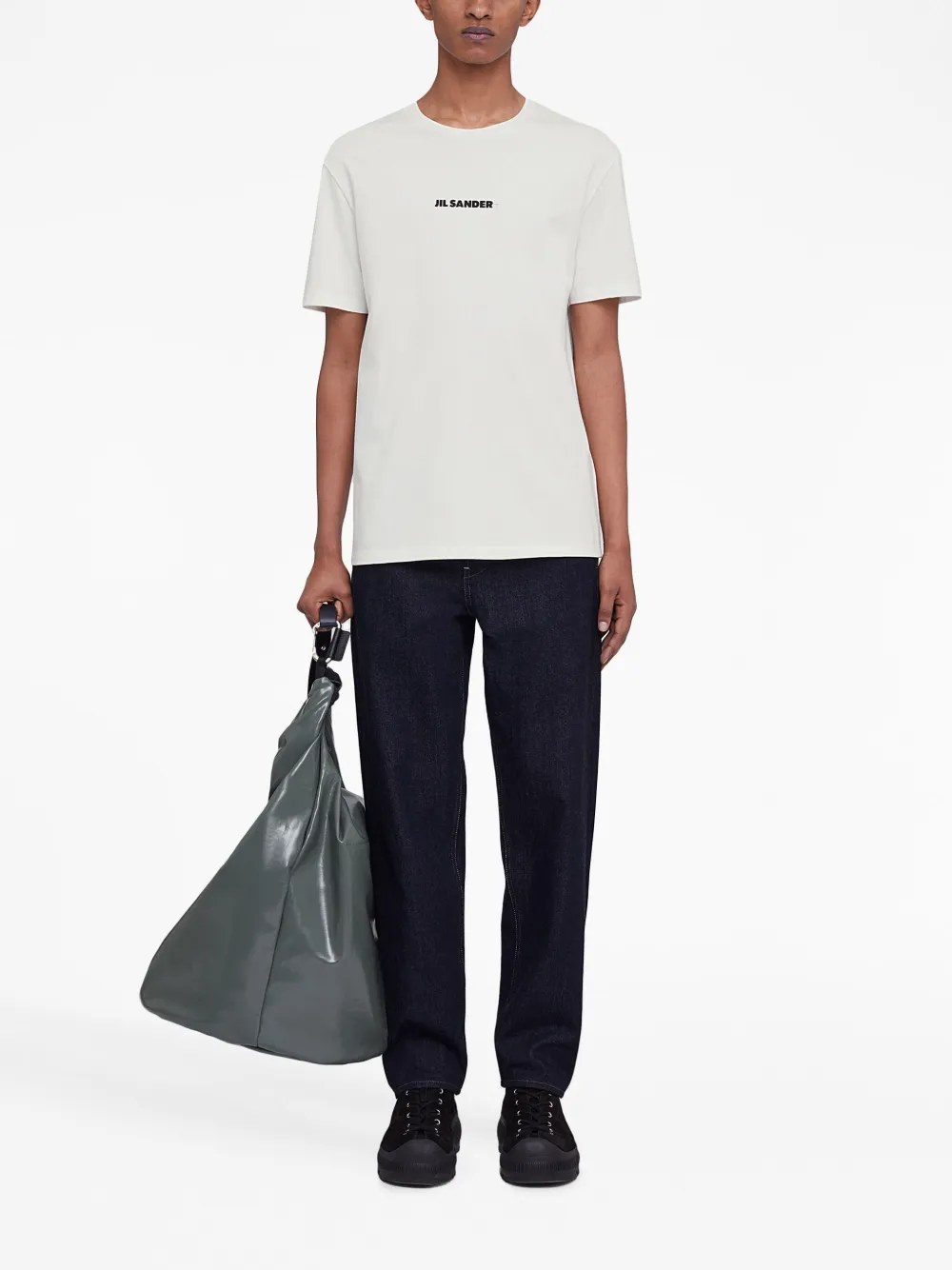 Shop Jil Sander Contrast-stitching Cotton Jeans In Blue