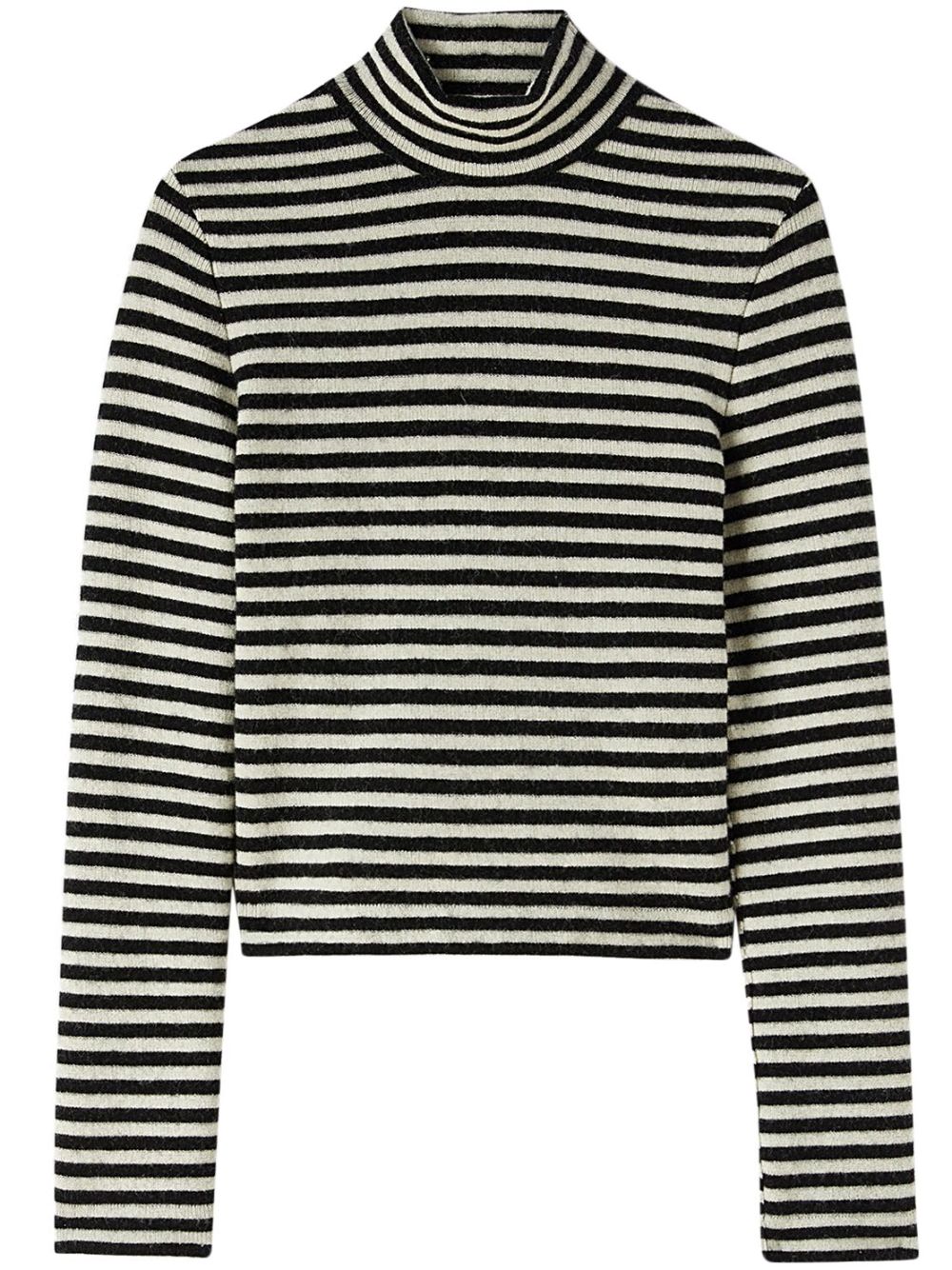 Jil Sander - logo-patch stripe-pattern top - women - Wool/Cotton - XS - Black