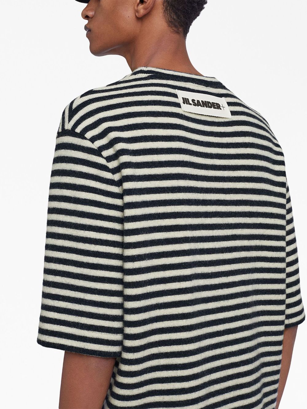 Shop Jil Sander Stripe-pattern Round-neck T-shirt In Black