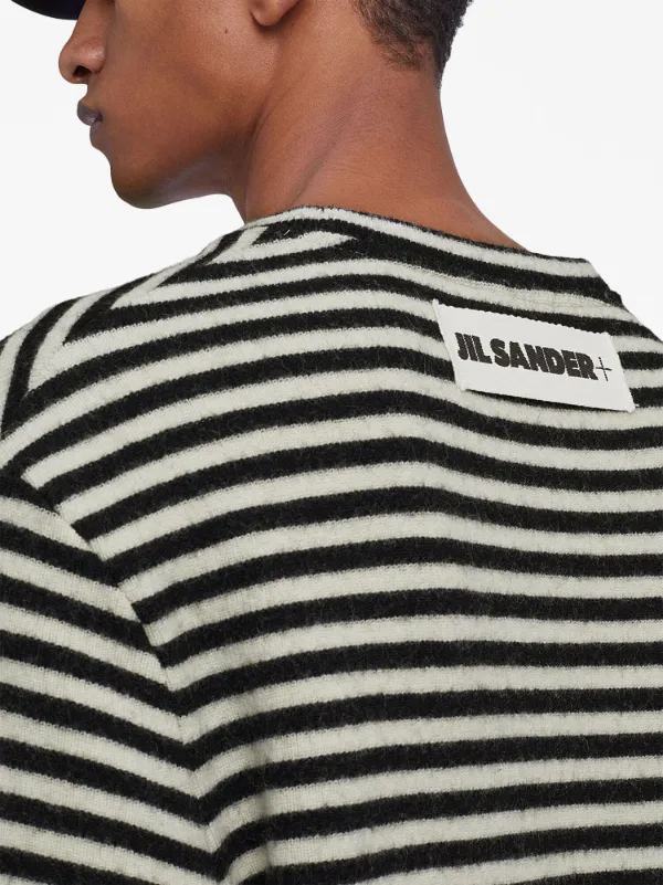 JIL SANDER Striped Knit Sweater ジルサンダー Jil Sander Striped Wool Sweater | Black | FARFETCH