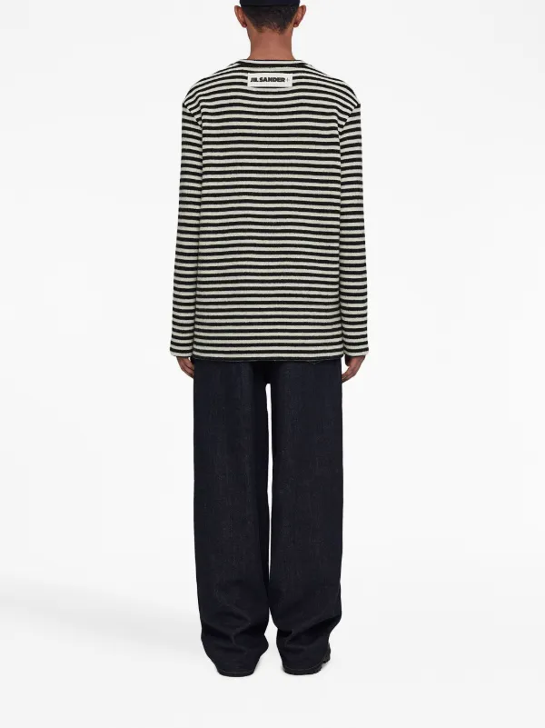 Jil Sander Striped Wool Sweater | Black | FARFETCH