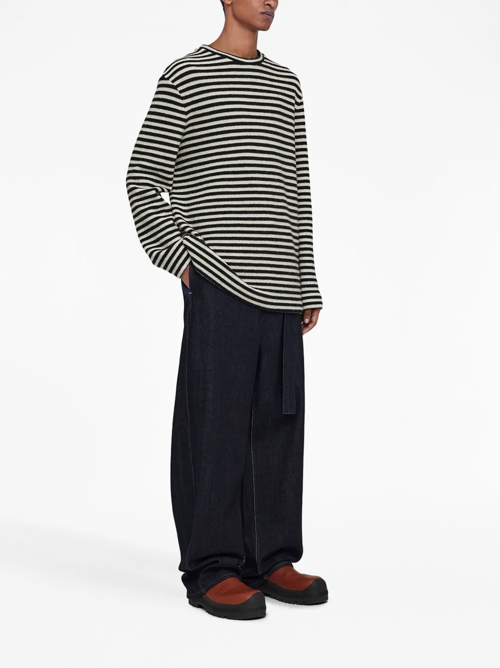  Jil Sander Striped Wool Sweater - Black 
